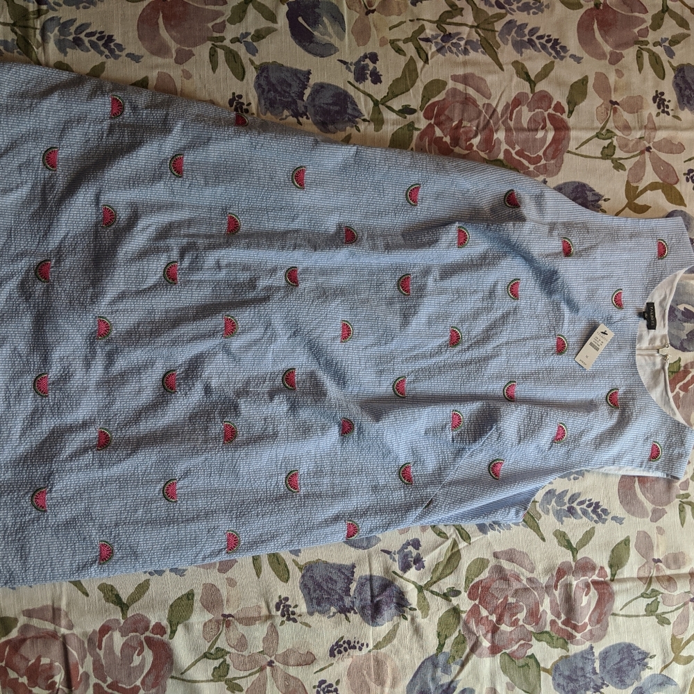 Talbot's seersucker watermelon dress